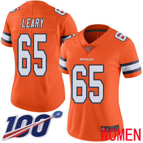 Women Denver Broncos #65 Ronald Leary Limited Orange Rush Vapor Untouchable 100th Season Football NFL Jersey